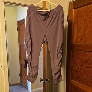 Womens Athleta Purple Drawstring Ruched Jogger Pants